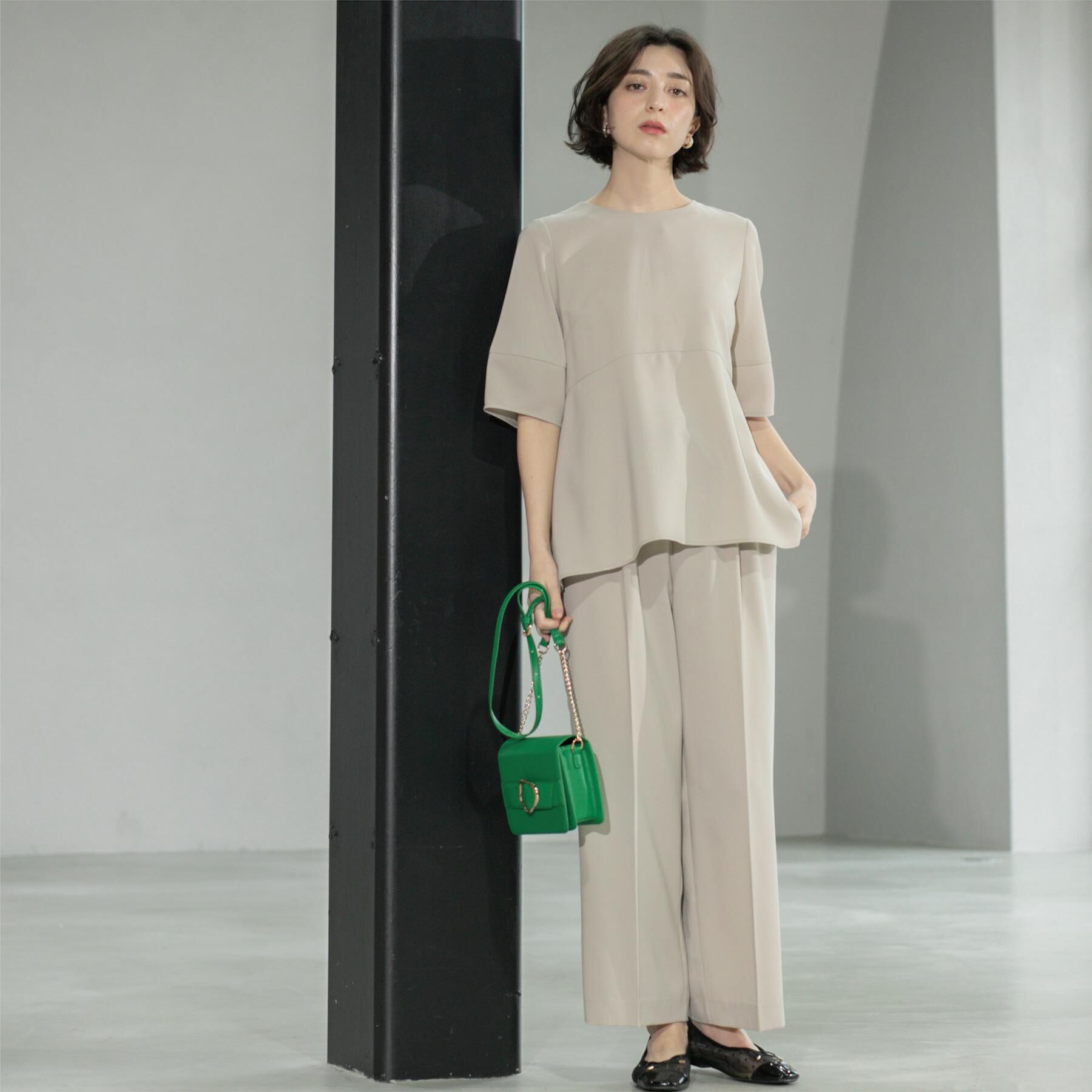 OPAQUE.CLIP「《6色展開/丈が選べる》美脚イージーワイドパンツ/セットアップ対応【ストレッチ/洗濯機洗い可/防シワ」|その他|