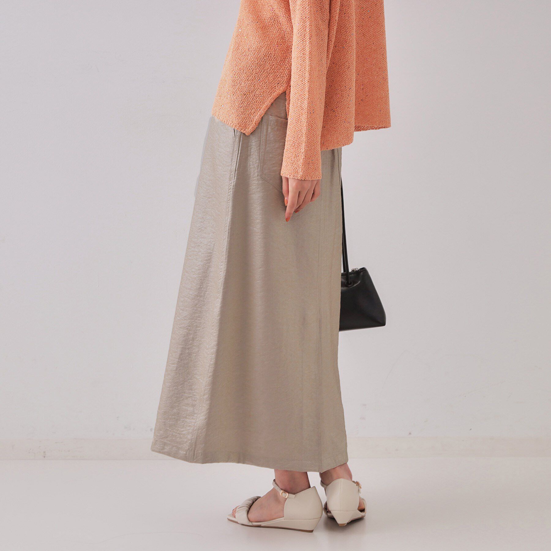 OPAQUE.CLIP「ラメAラインロングスカート【洗濯機洗い可】」|スカート|