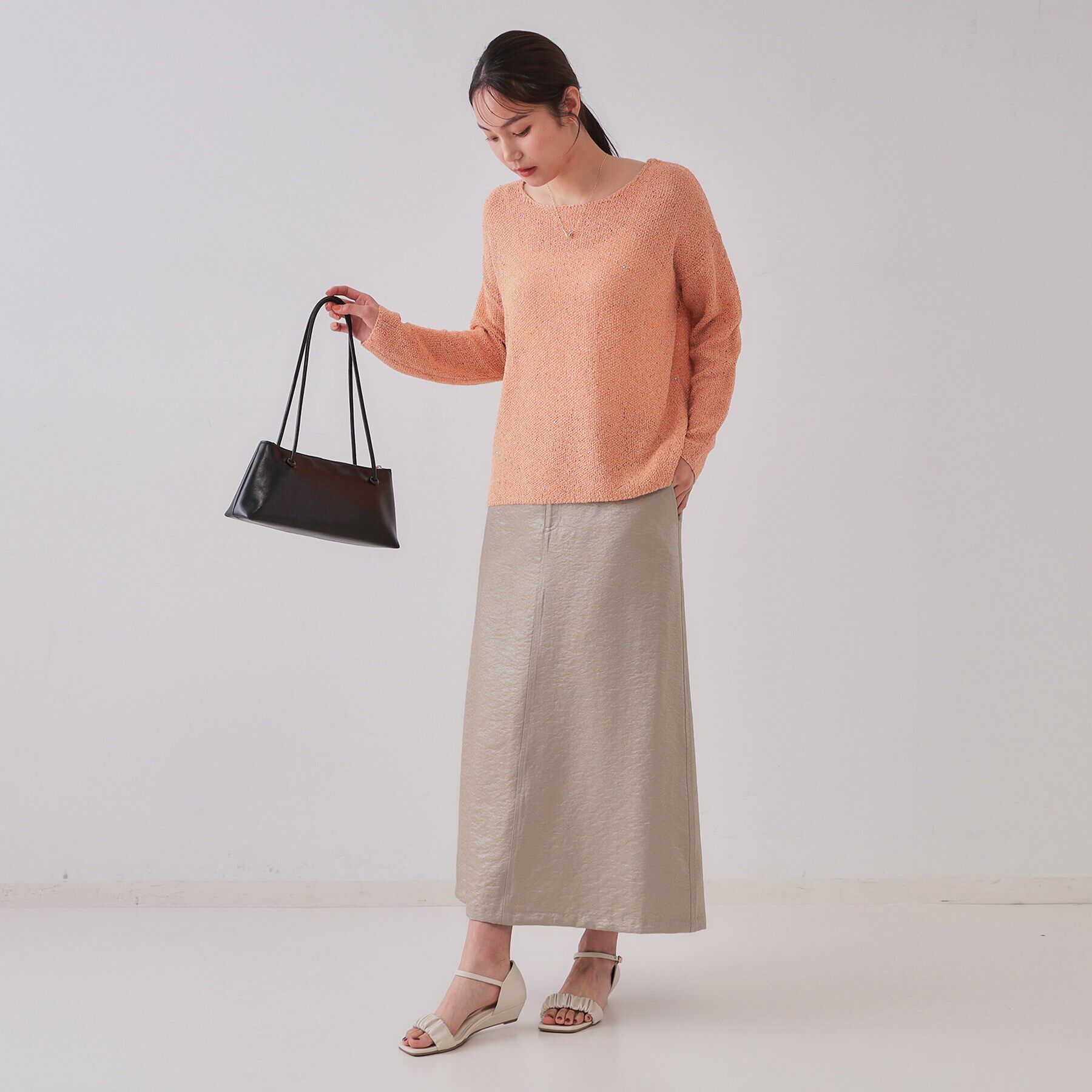 OPAQUE.CLIP「ラメAラインロングスカート【洗濯機洗い可】」|スカート|