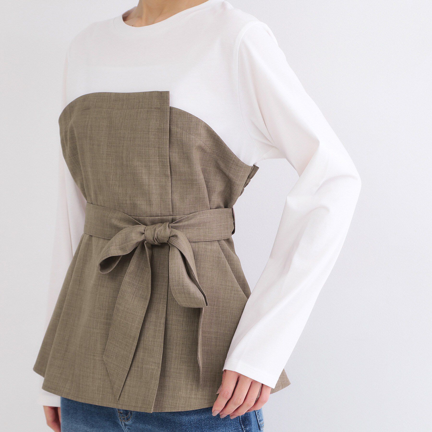 OPAQUE.CLIP「ビスチェドッキングカットソー【洗濯機OK】」|Tシャツ・カットソー|