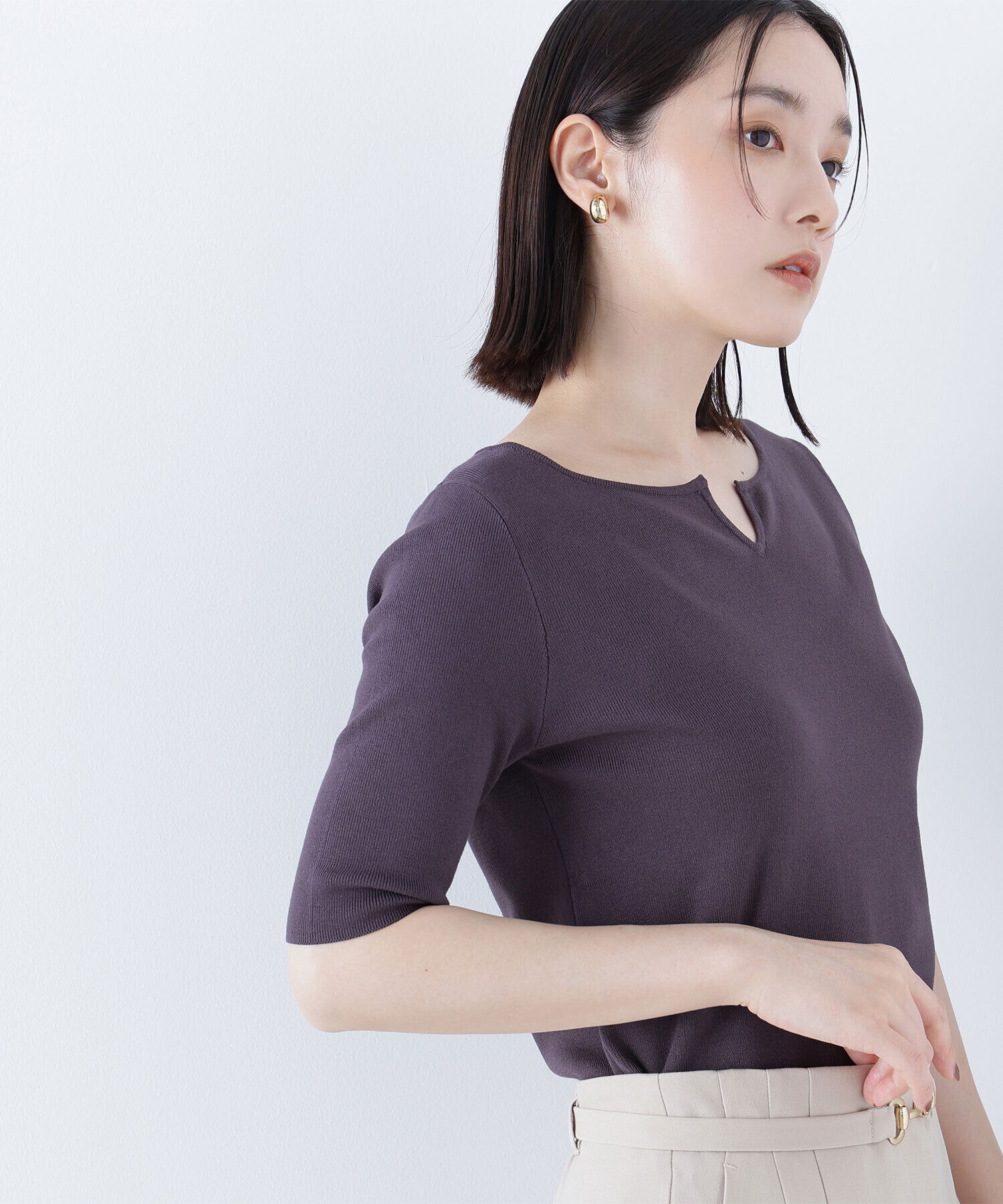  「総針ベーシックシリーズ キーネックニット」|ニット・セーター|