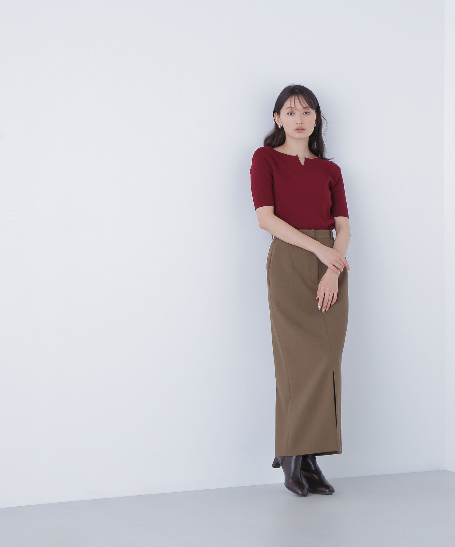  「総針ベーシックシリーズ キーネックニット」|ニット・セーター|