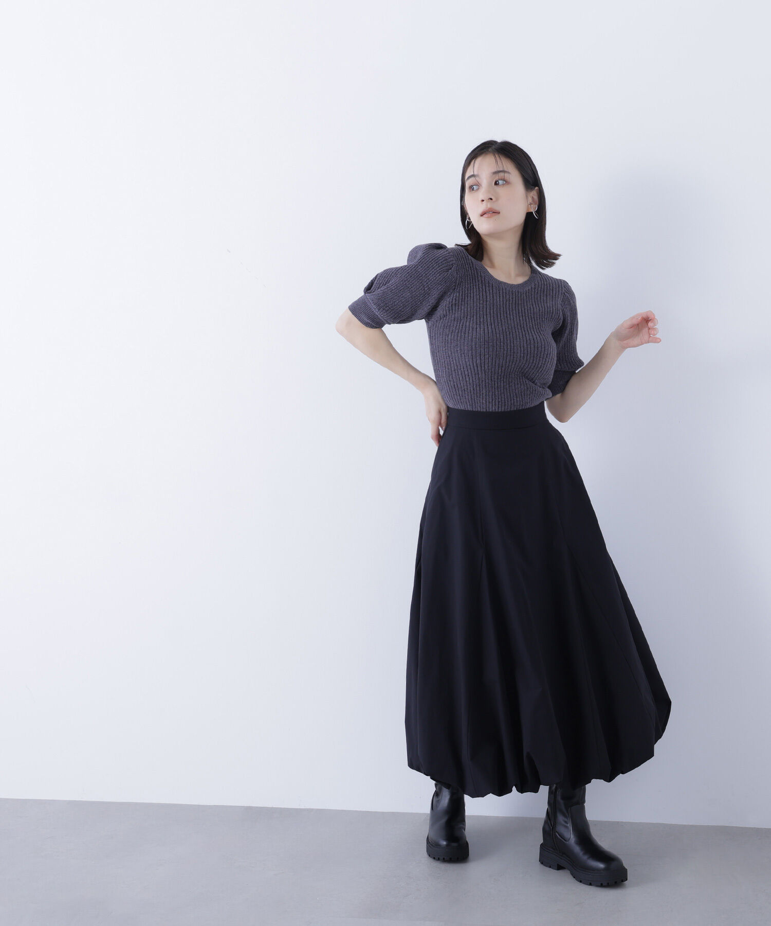  「ギャザースリーブモールニット」|ニット・セーター|