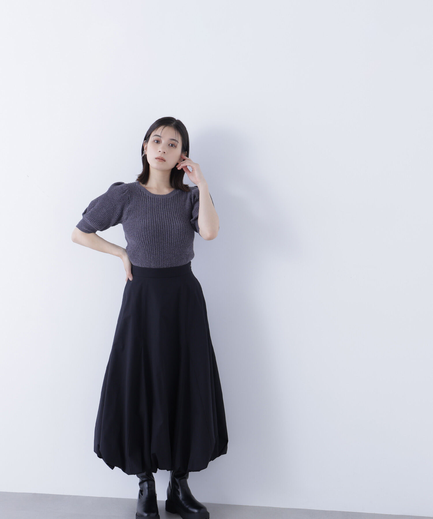  「ギャザースリーブモールニット」|ニット・セーター|