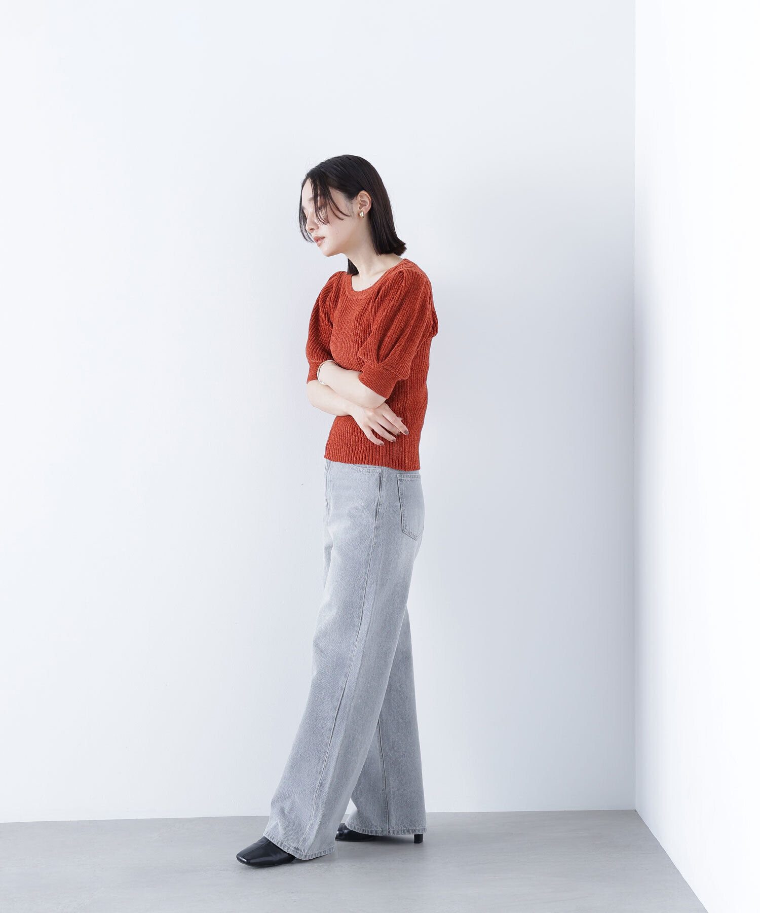  「ギャザースリーブモールニット」|ニット・セーター|