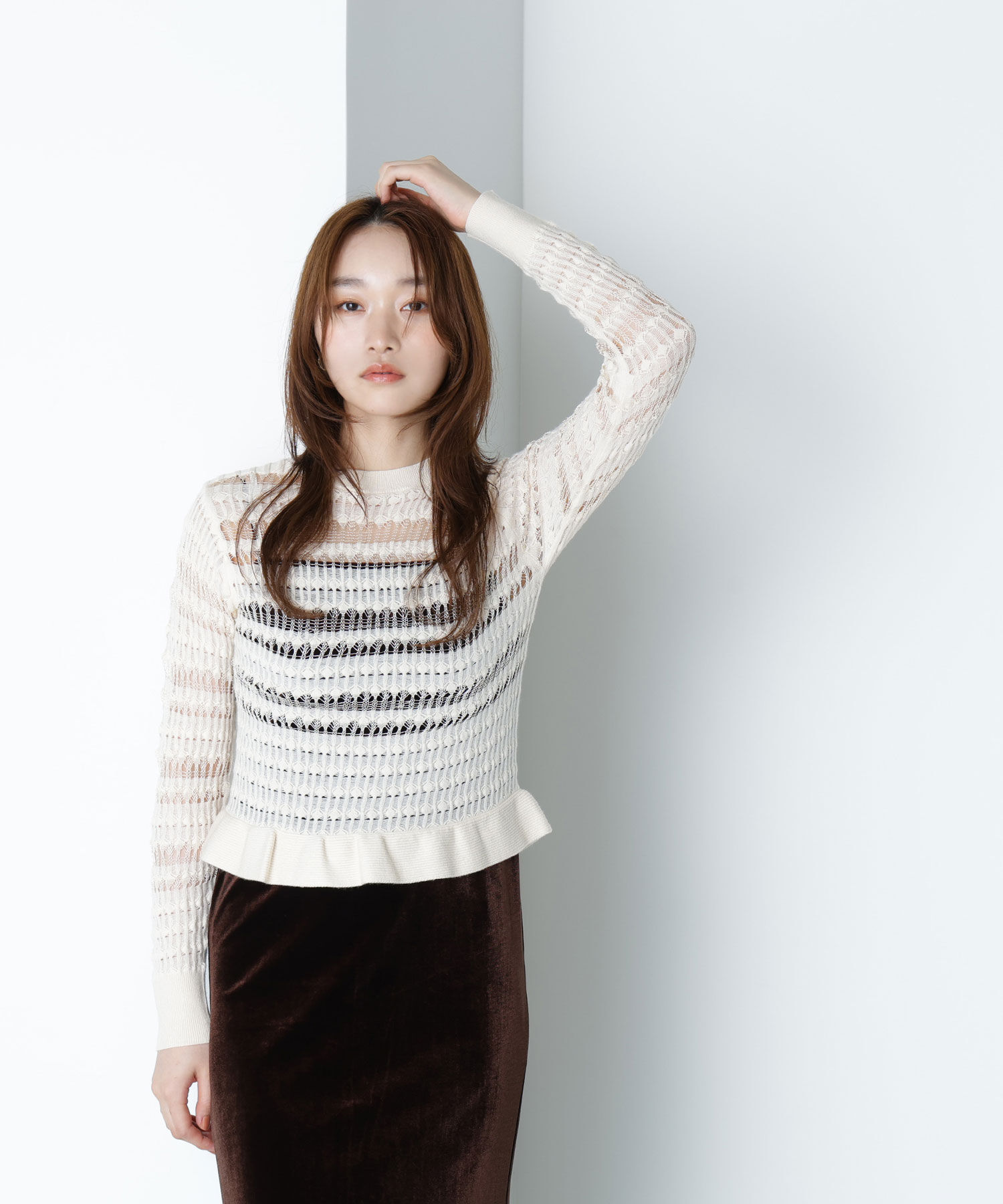  「シアークロシェニット」|ニット・セーター|アイボリー1