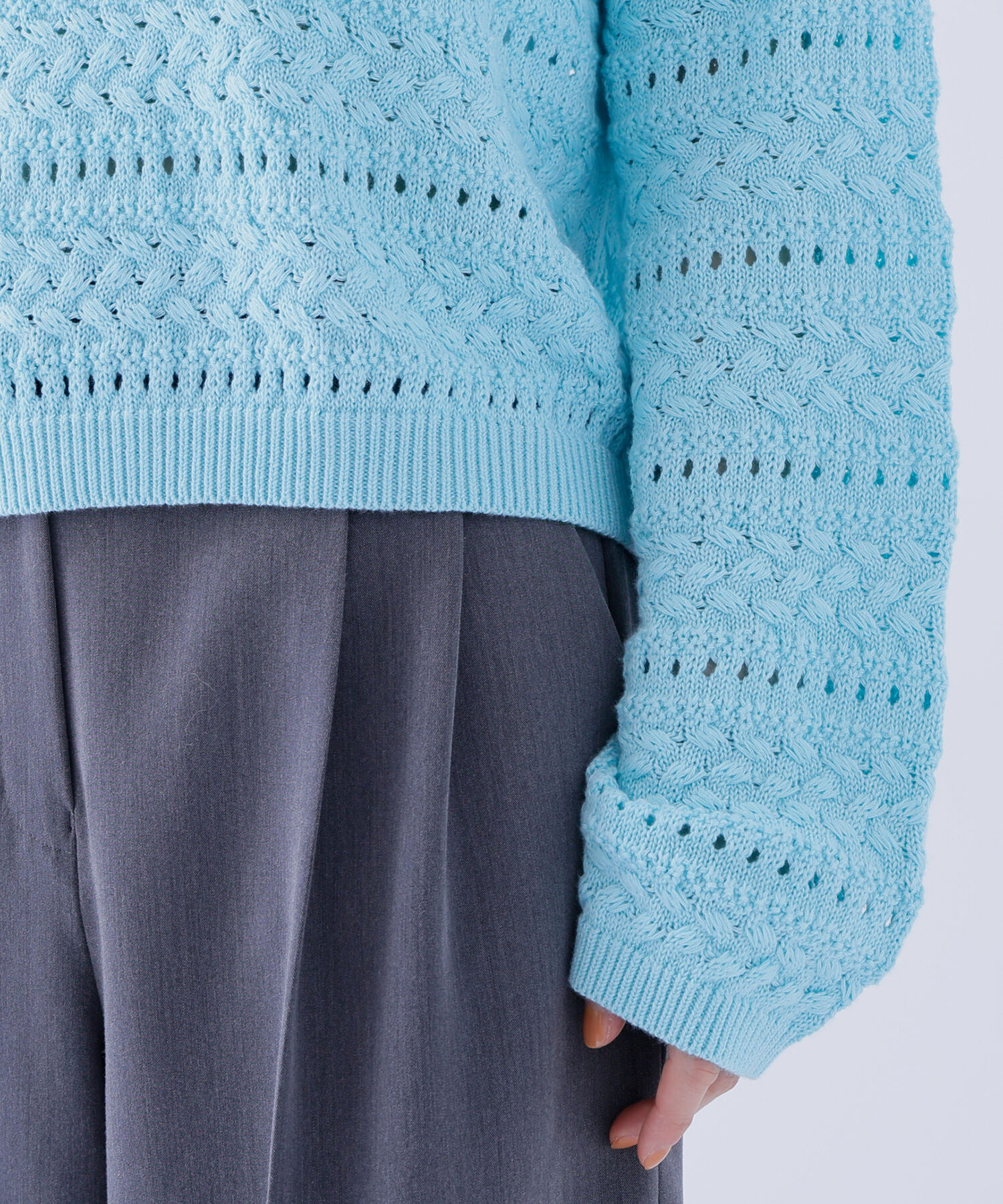  「Vネック透かし編みニット」|ニット・セーター|