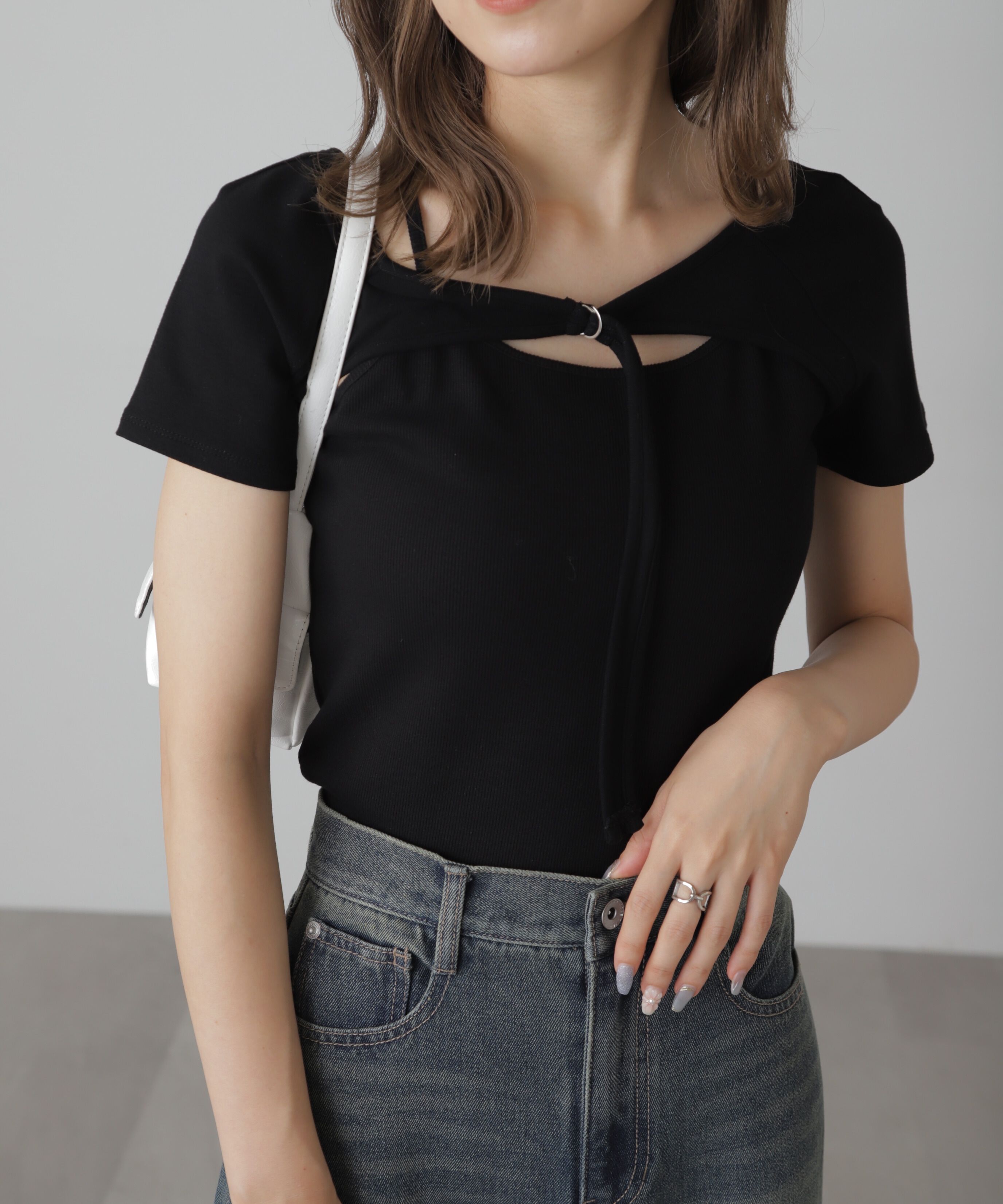  「ドッキングレイヤード風カットソー」|Tシャツ・カットソー|