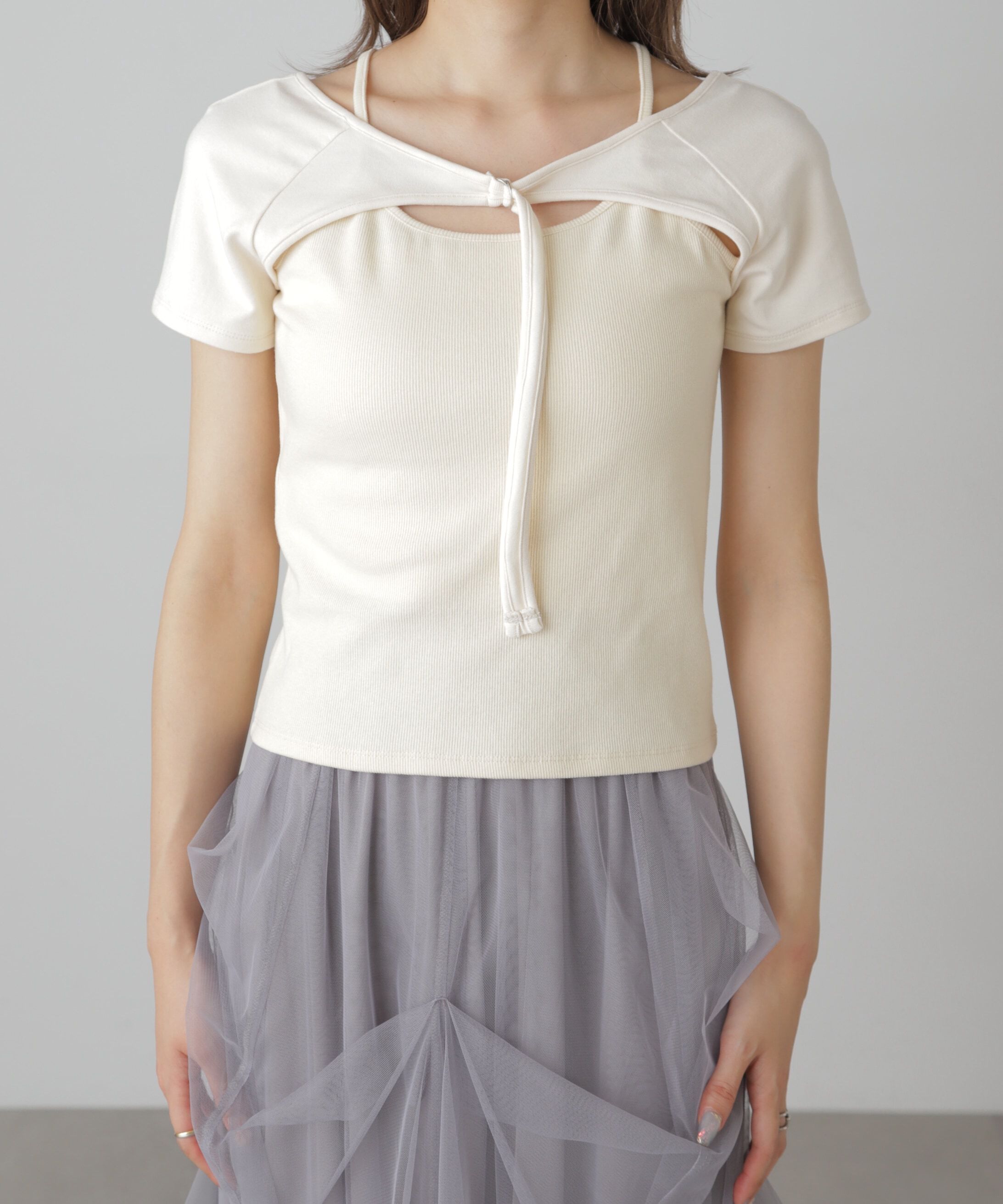  「ドッキングレイヤード風カットソー」|Tシャツ・カットソー|