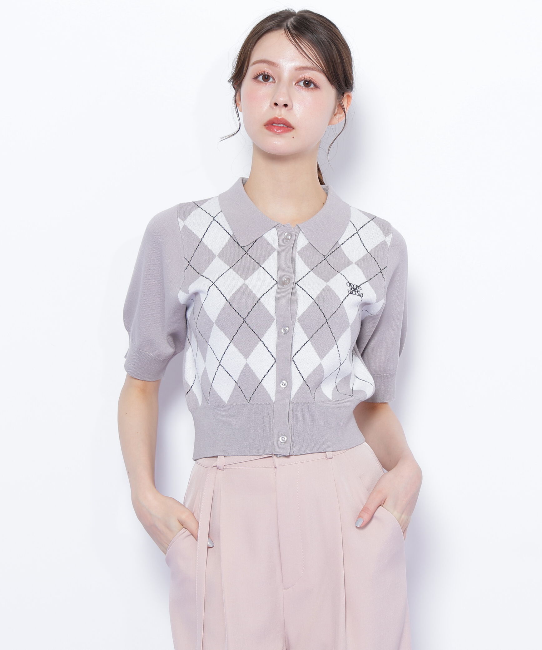  「ポロ衿アーガイルニット」|ニット・セーター|