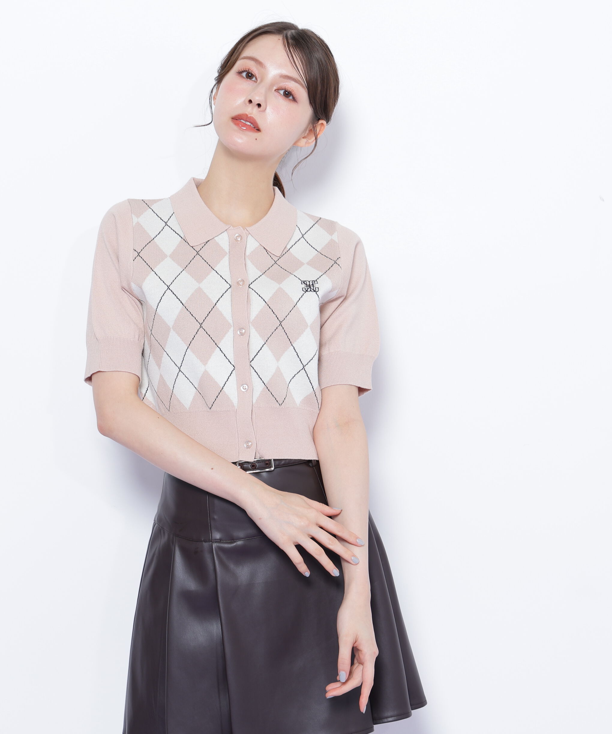  「ポロ衿アーガイルニット」|ニット・セーター|