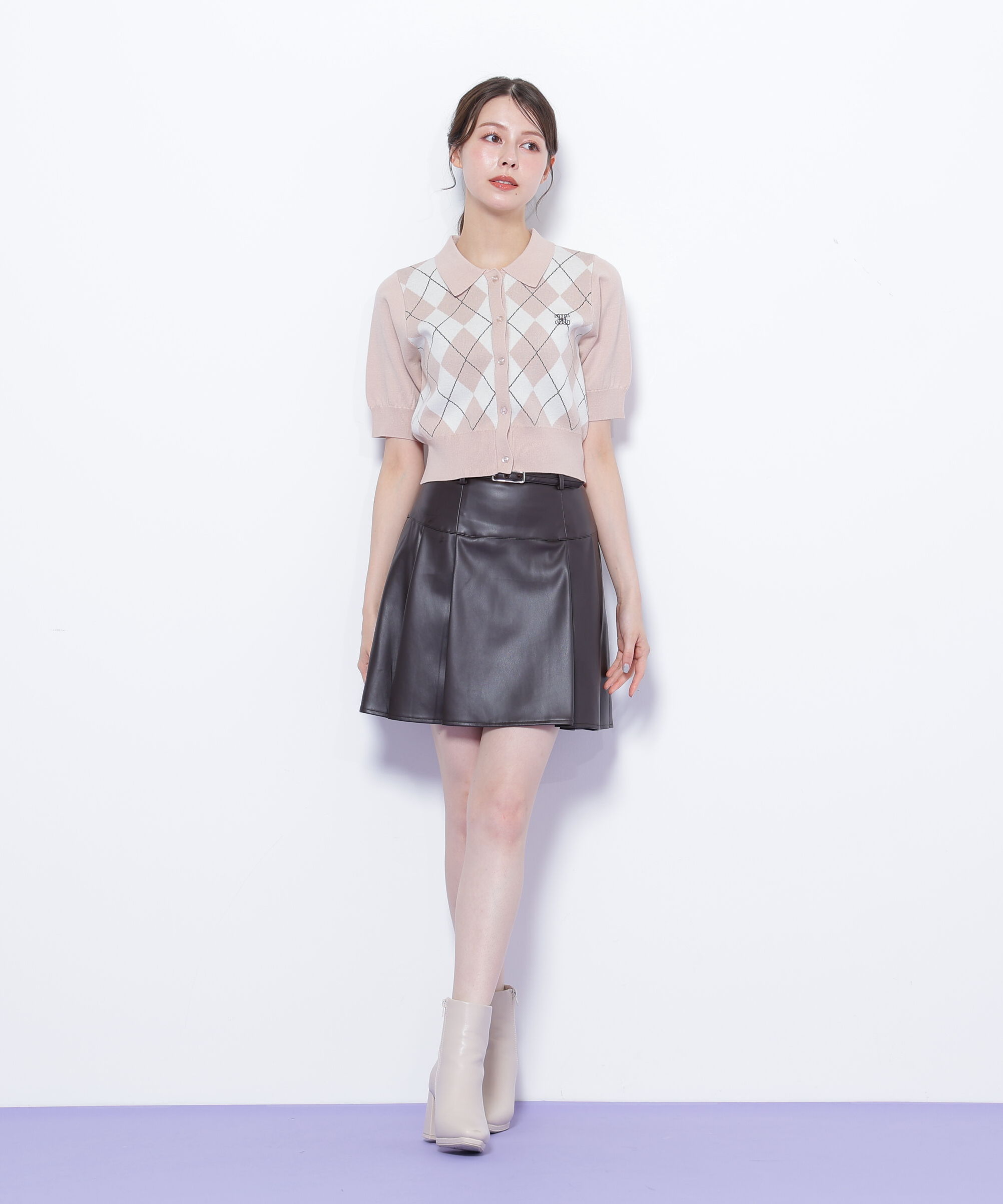  「ポロ衿アーガイルニット」|ニット・セーター|