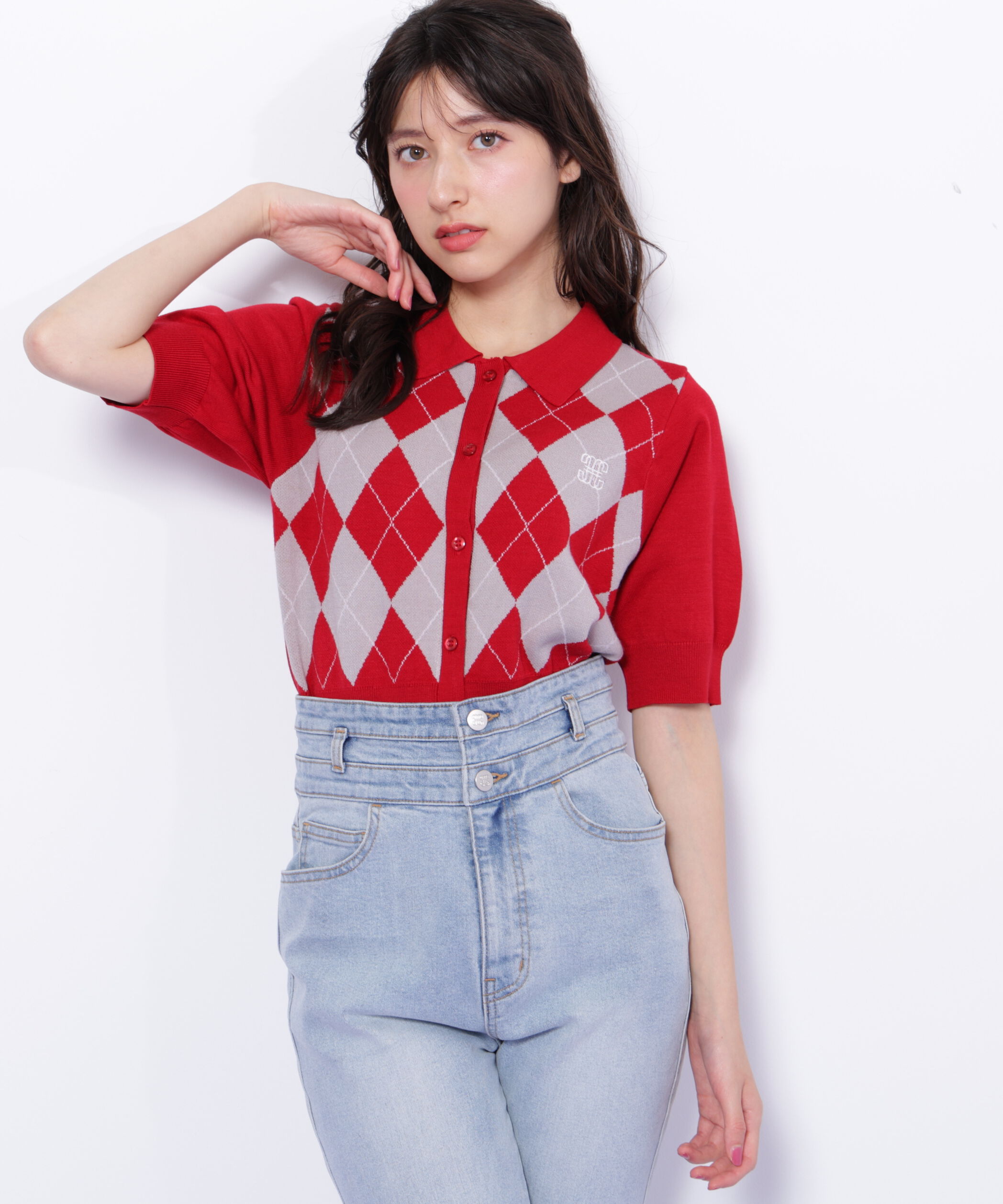  「ポロ衿アーガイルニット」|ニット・セーター|