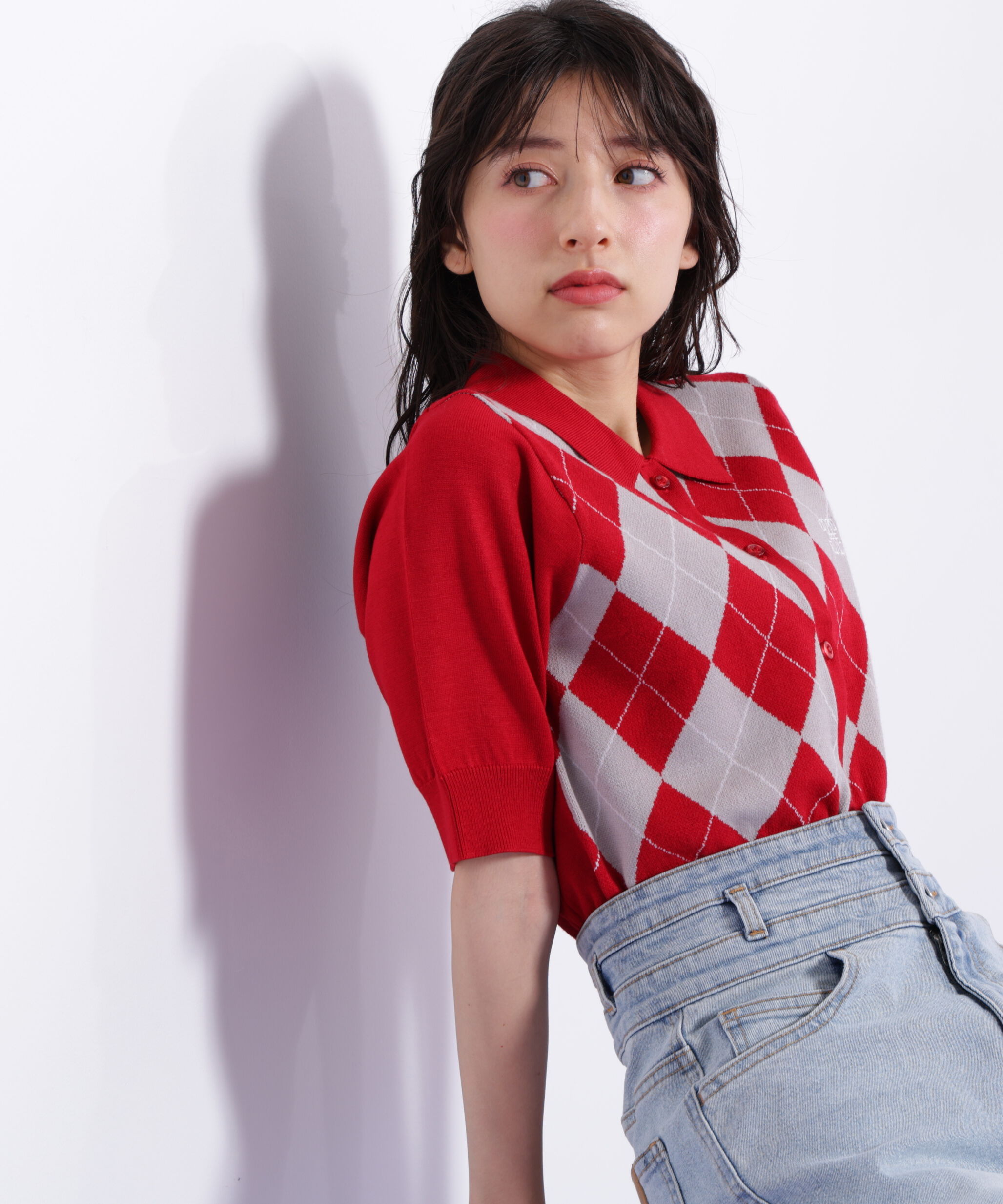  「ポロ衿アーガイルニット」|ニット・セーター|