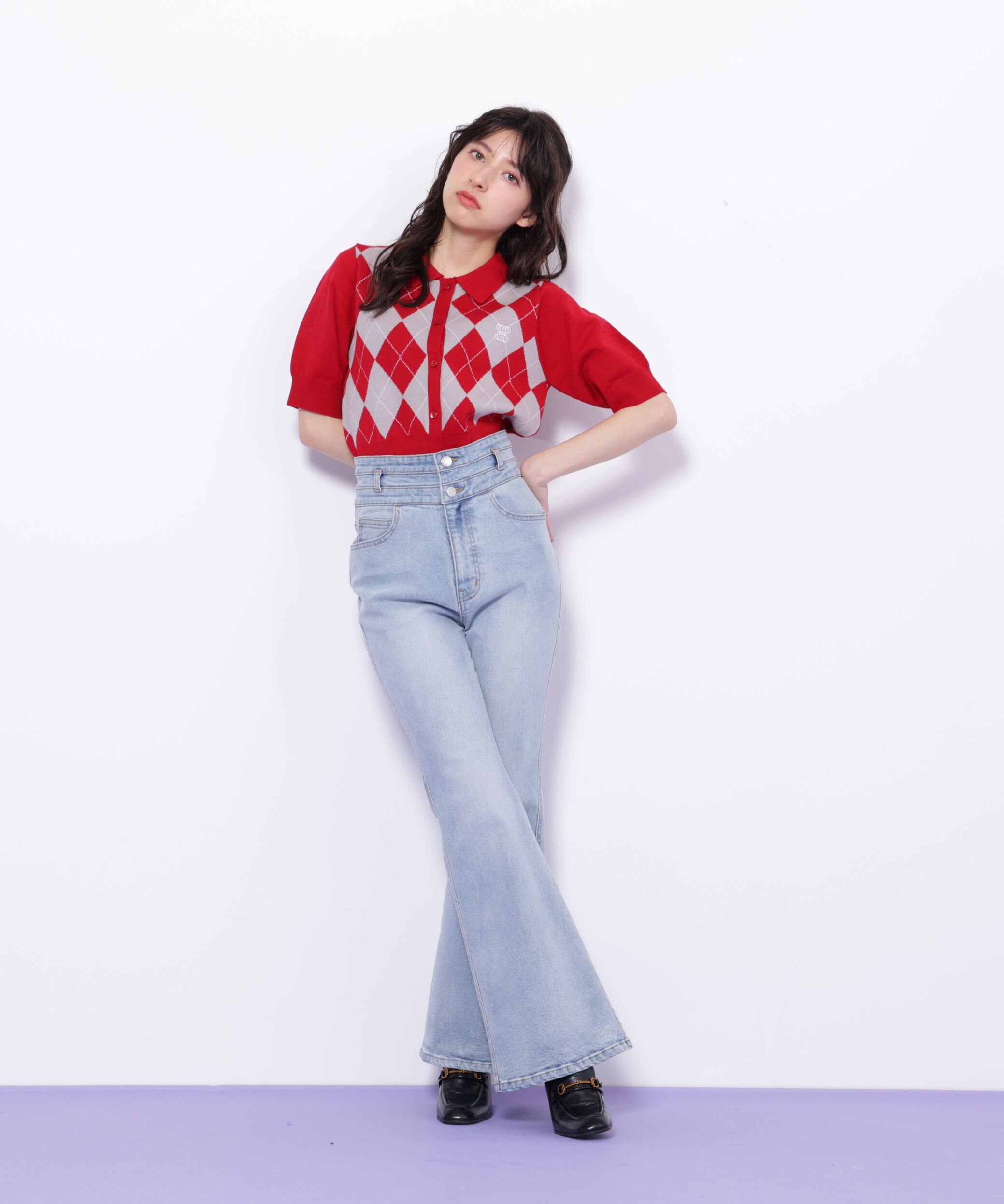  「ポロ衿アーガイルニット」|ニット・セーター|