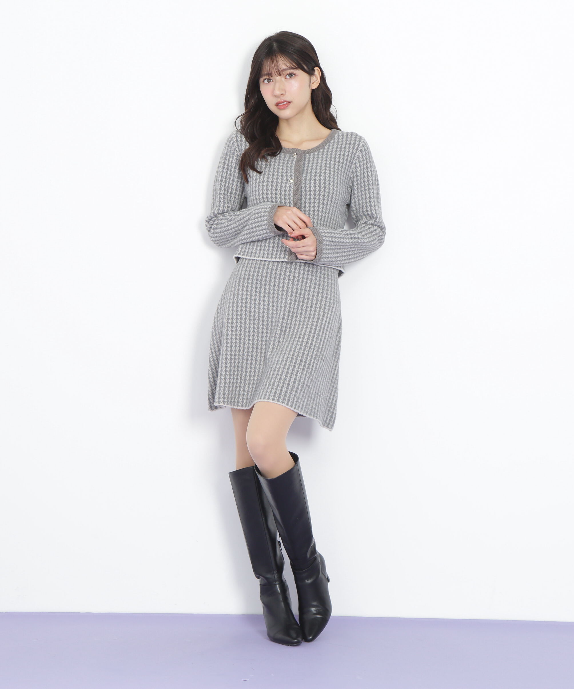  「千鳥ジャガードニットセットアップ」|ワンピース|