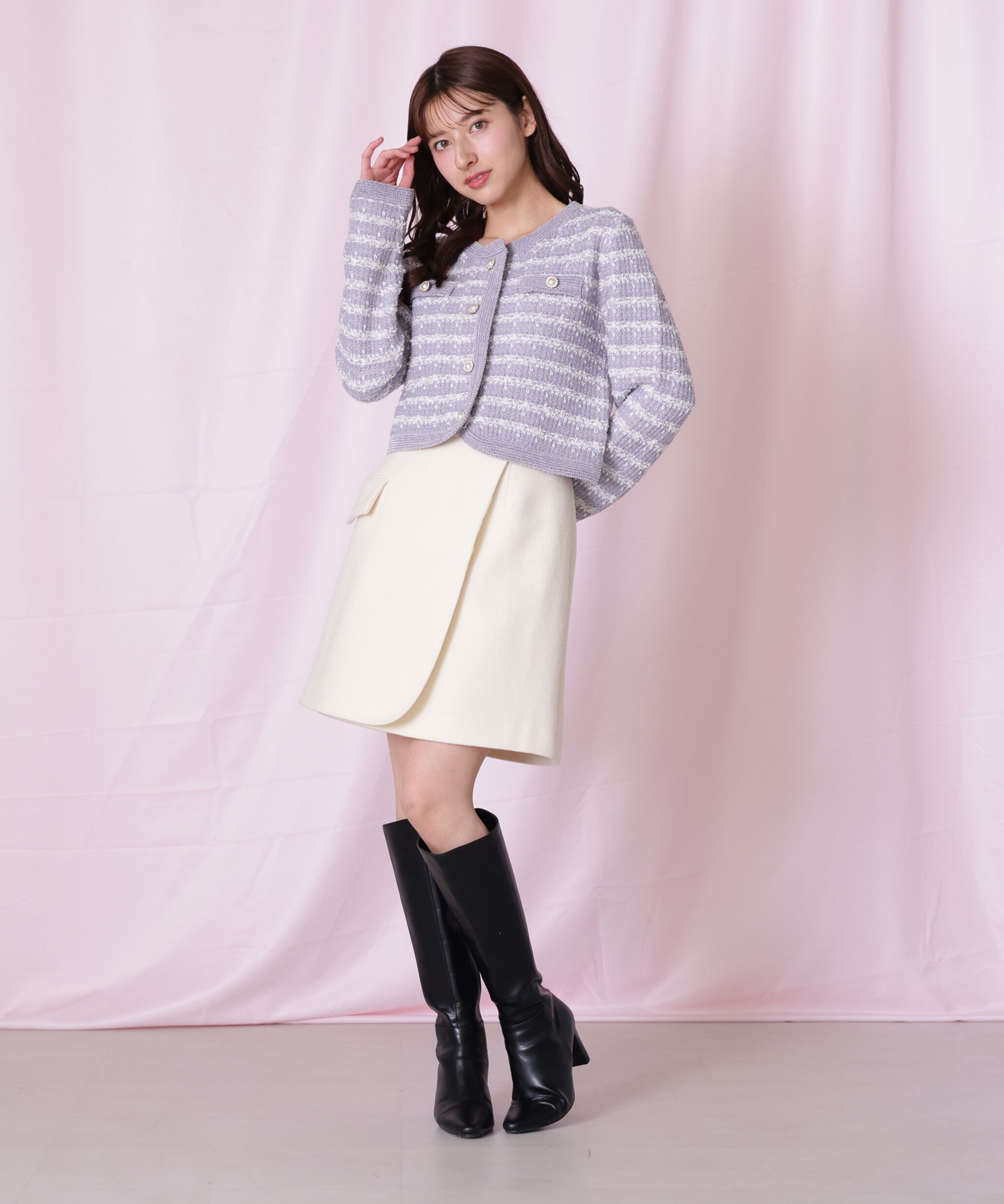  「ラメミックスツィードニットジャケット」|ニット・セーター|