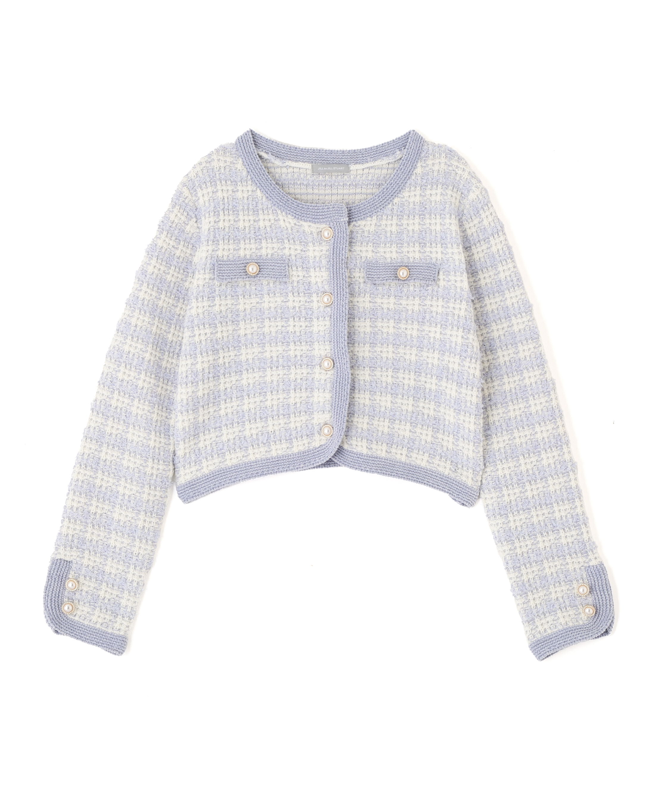  「ラメミックスツィードニットジャケット」|ニット・セーター|ブルー