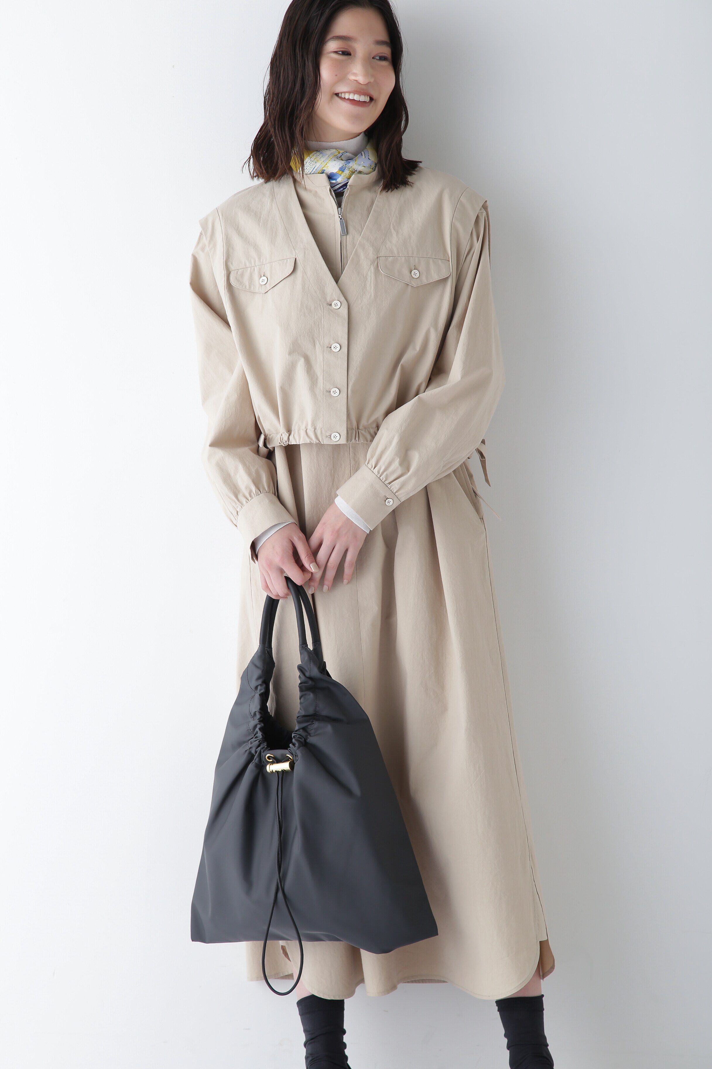  「◆コットンワッシャー2WAYジレセットワンピース」|ワンピース|ベージュ