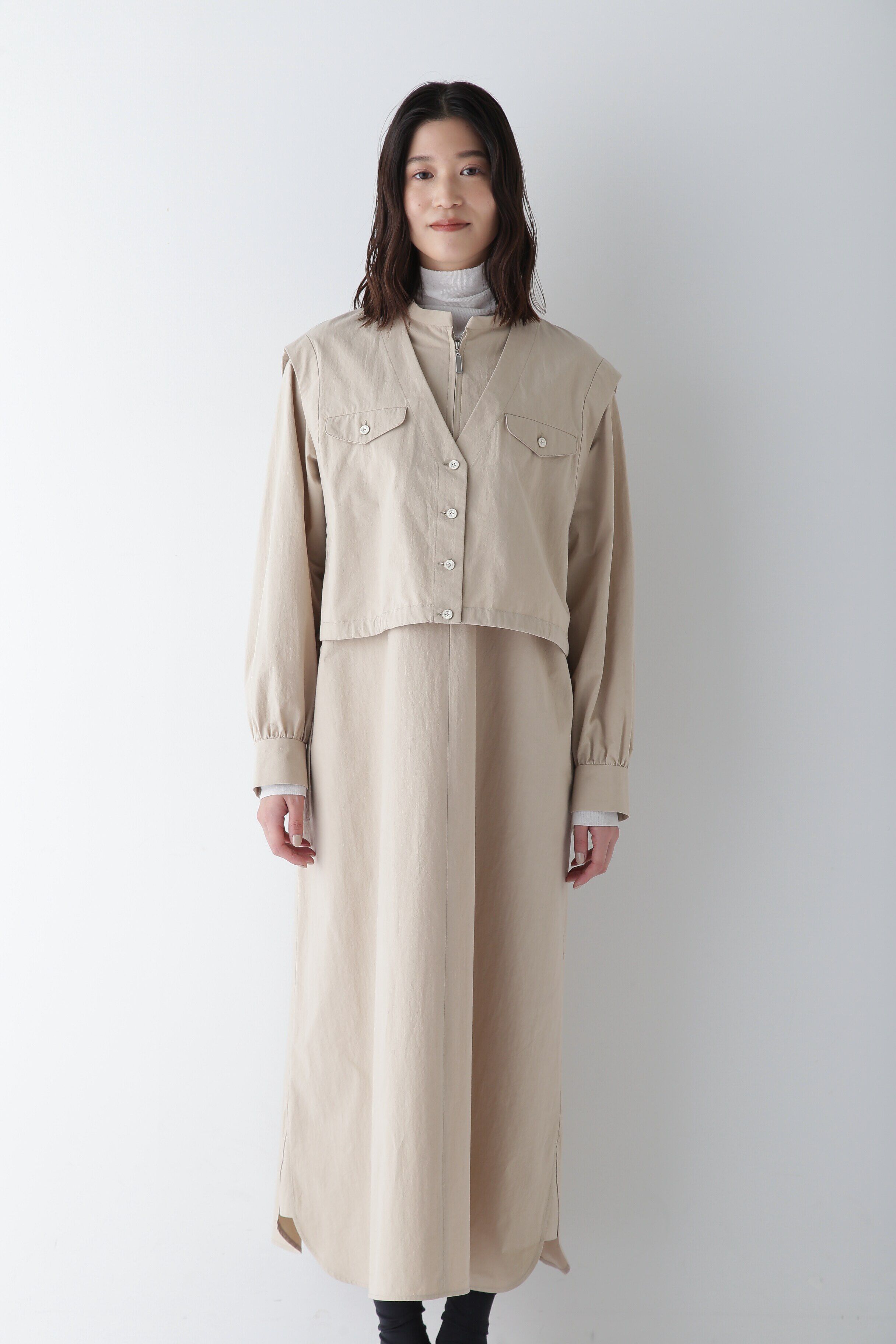  「◆コットンワッシャー2WAYジレセットワンピース」|ワンピース|