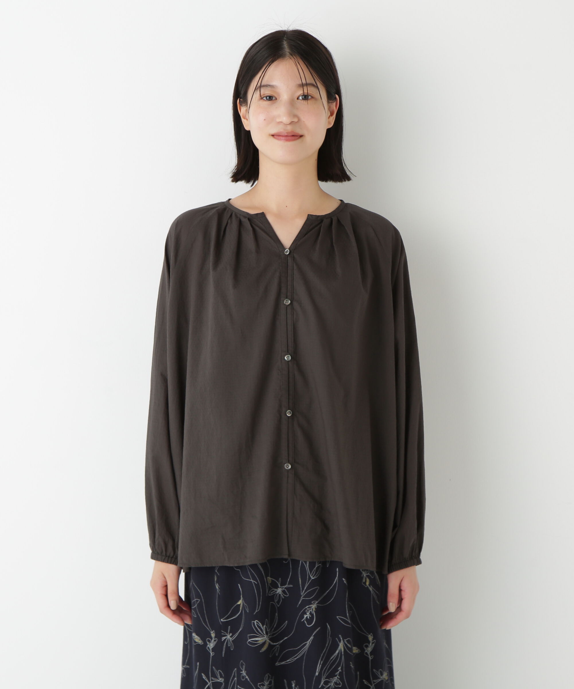  「◆ダイヤドットギャザーブラウス」|シャツ・ブラウス|