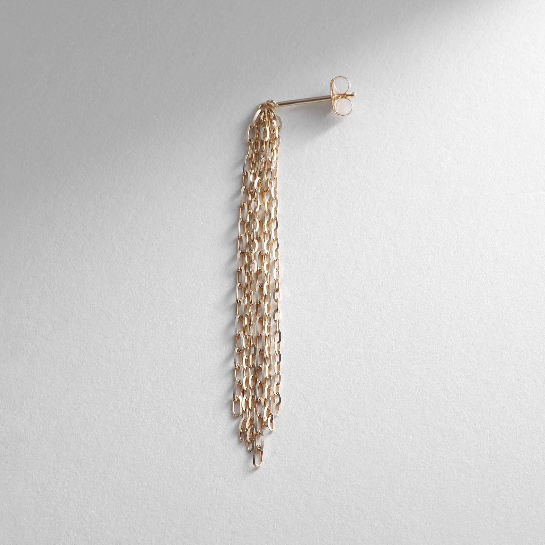 COCOSHNIK「K10チェーンフリンジ スタッドピアス大（片耳用）」|ピアス|