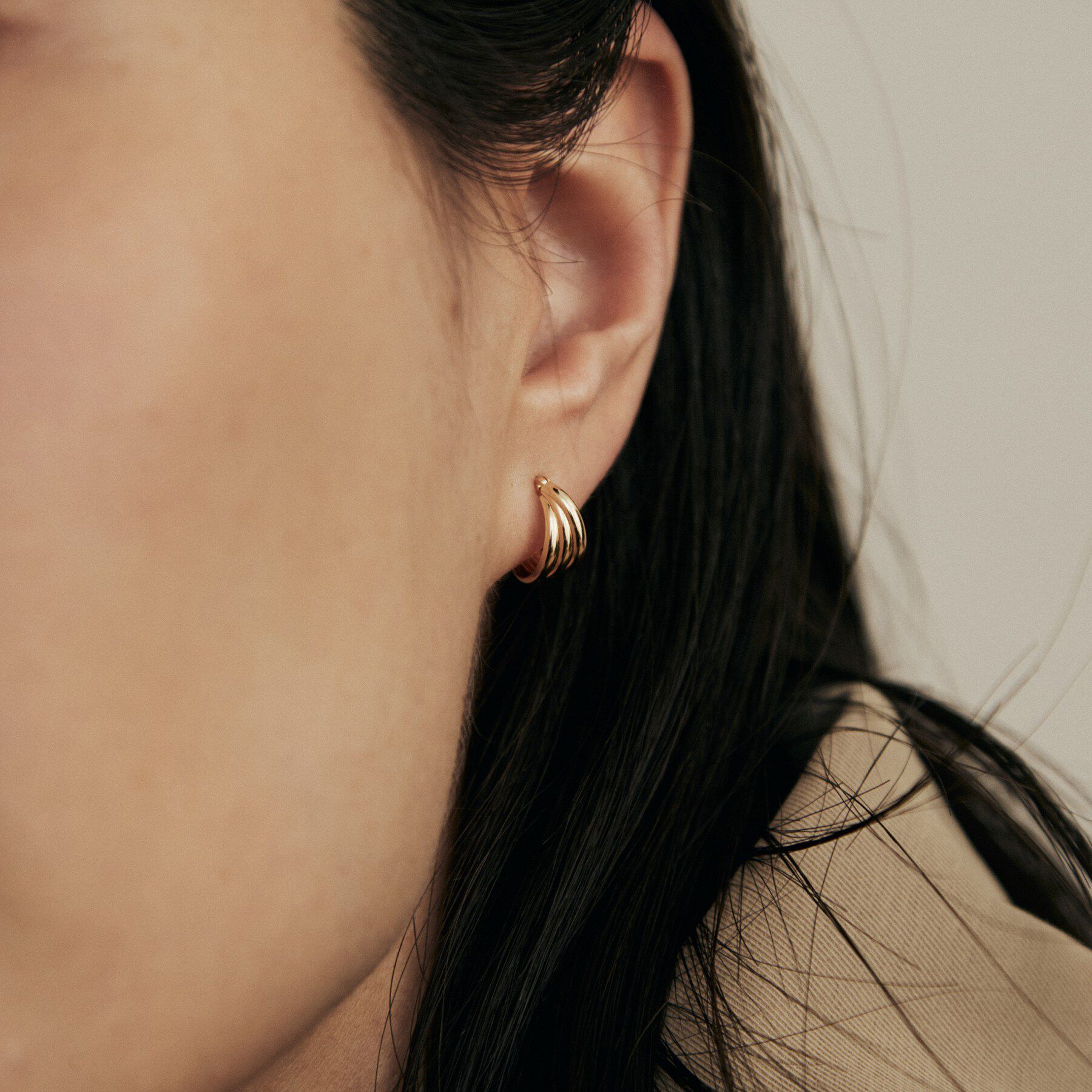 COCOSHNIK「K18甲丸トリプル フープピアス」|ピアス|