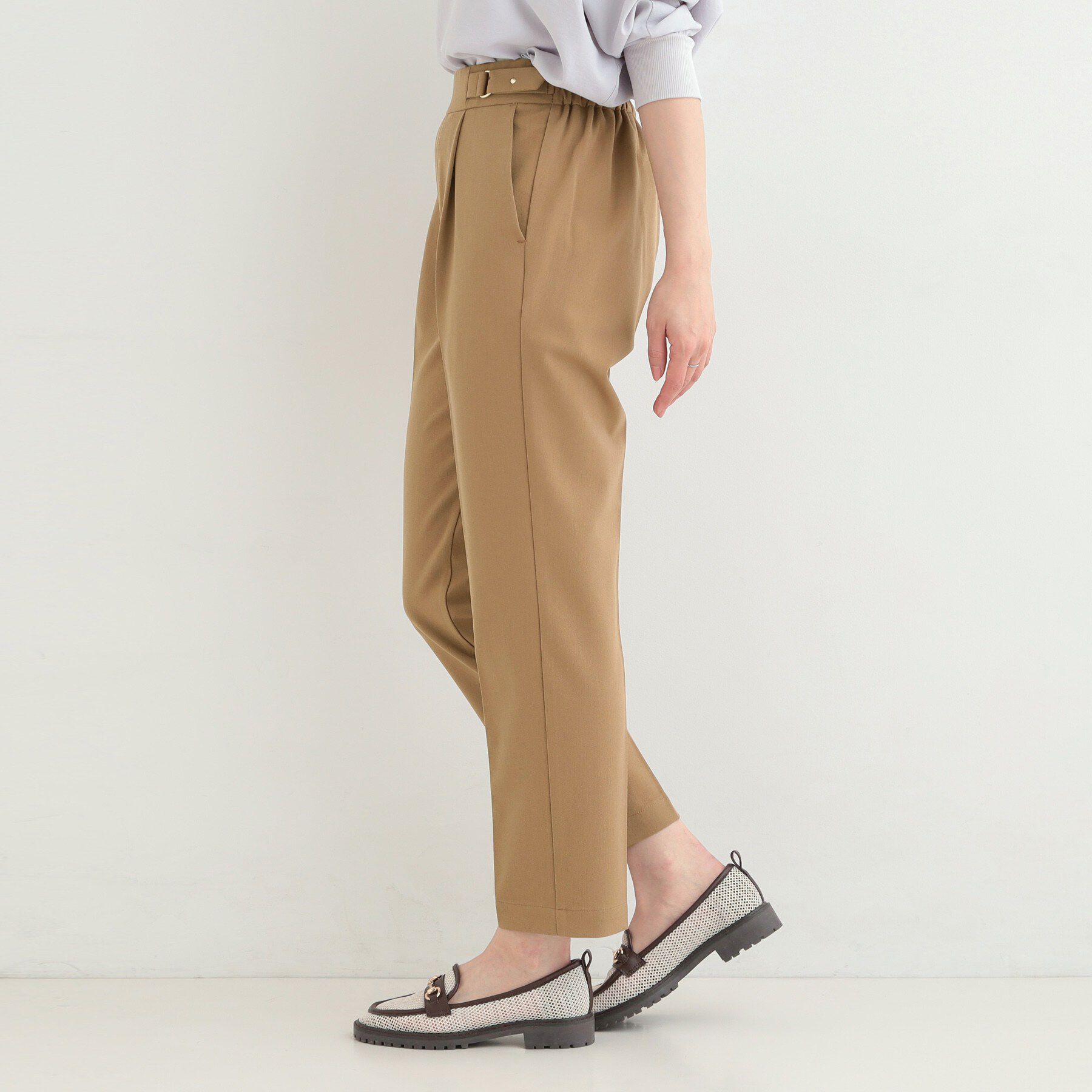 SHOO･LA･RUE「【洗濯機可/S-LL】ベルト風デザインがアクセント きれい見えテーパードパンツ」|その他|