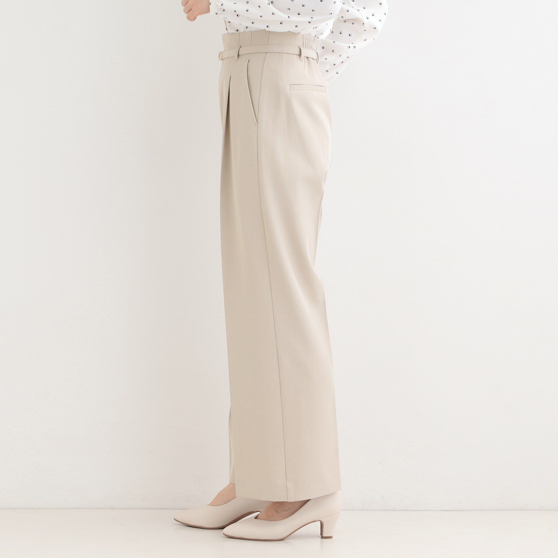 SHOO･LA･RUE「【セットアップ可/多機能】センタープレスできちんと見え ベルト付きワイドパンツ」|その他|
