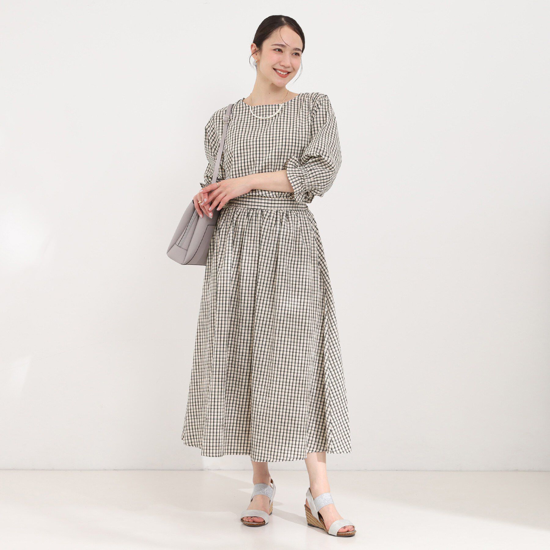 SHOO･LA･RUE「サッカーチェックフレアスカート」|スカート|