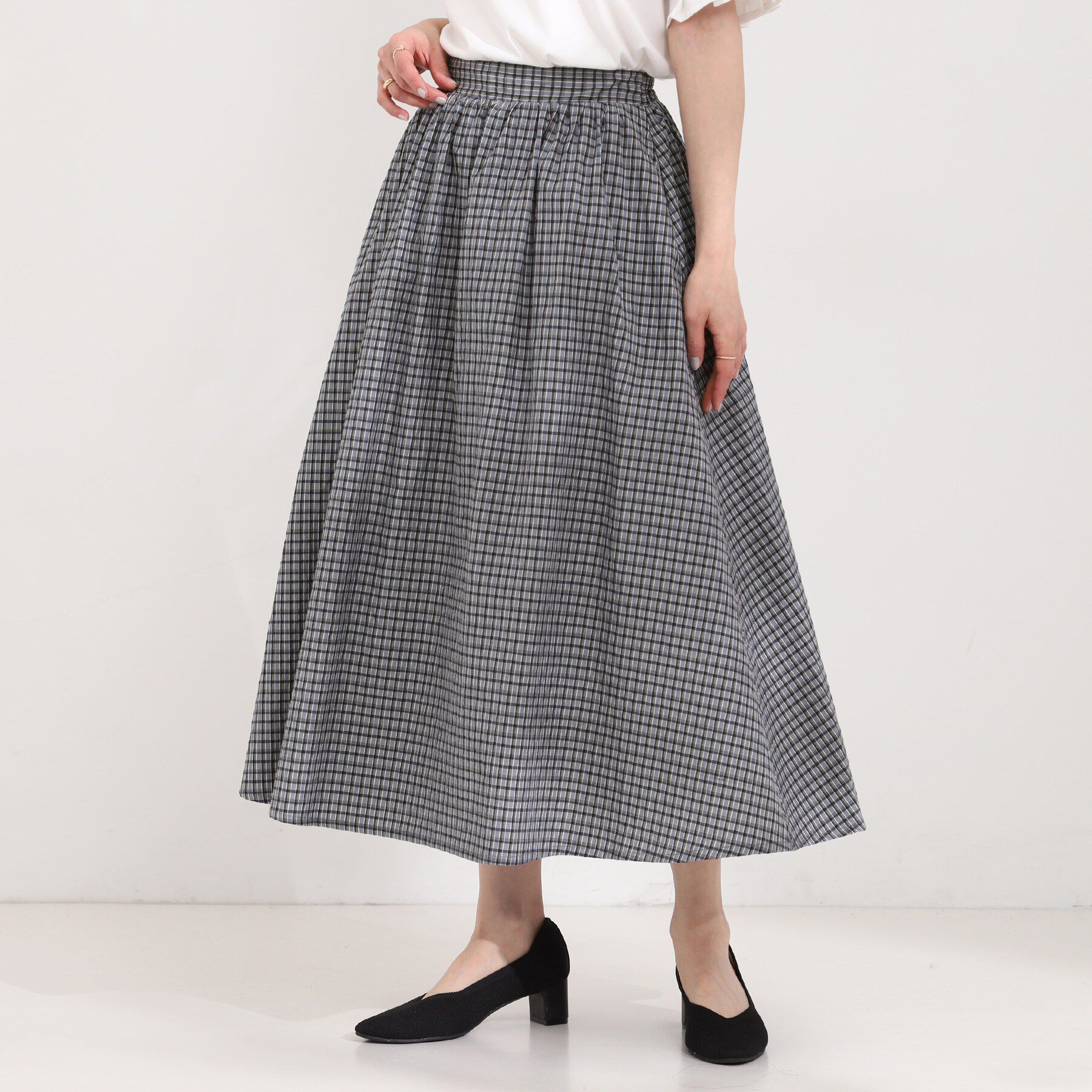 SHOO･LA･RUE「サッカーチェックフレアスカート」|スカート|