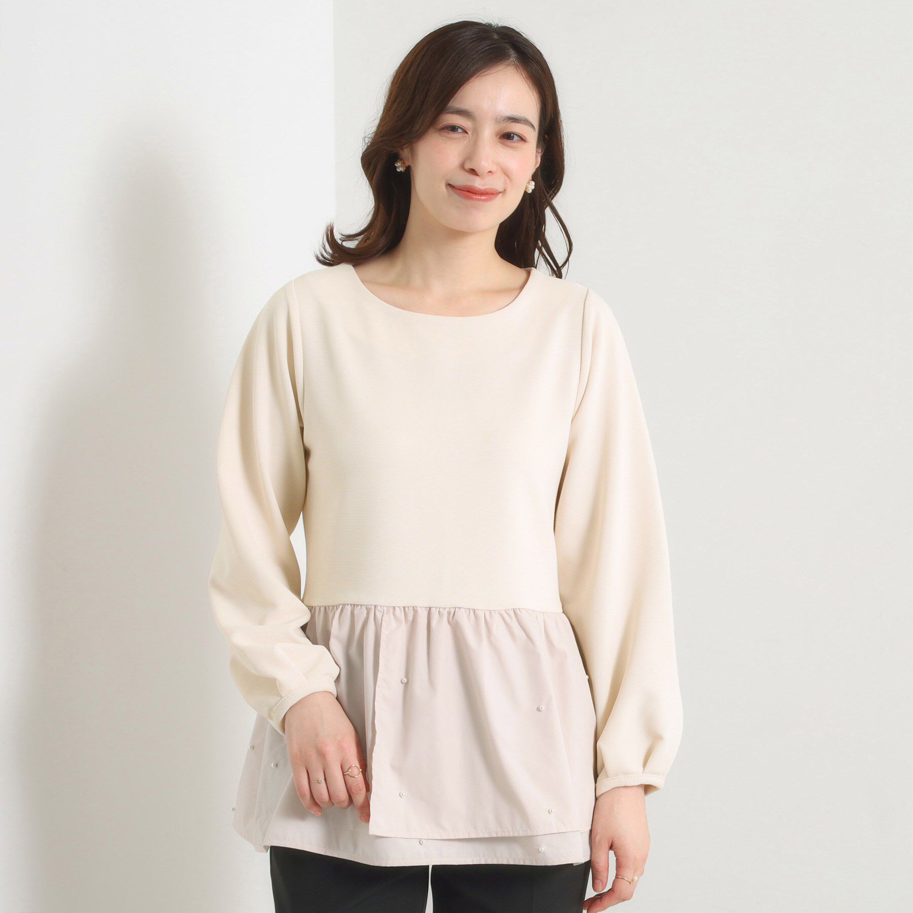 ITS&rsquo;DEMO「【手洗い可】異素材切替リップルプルオーバー」|Tシャツ・カットソー|