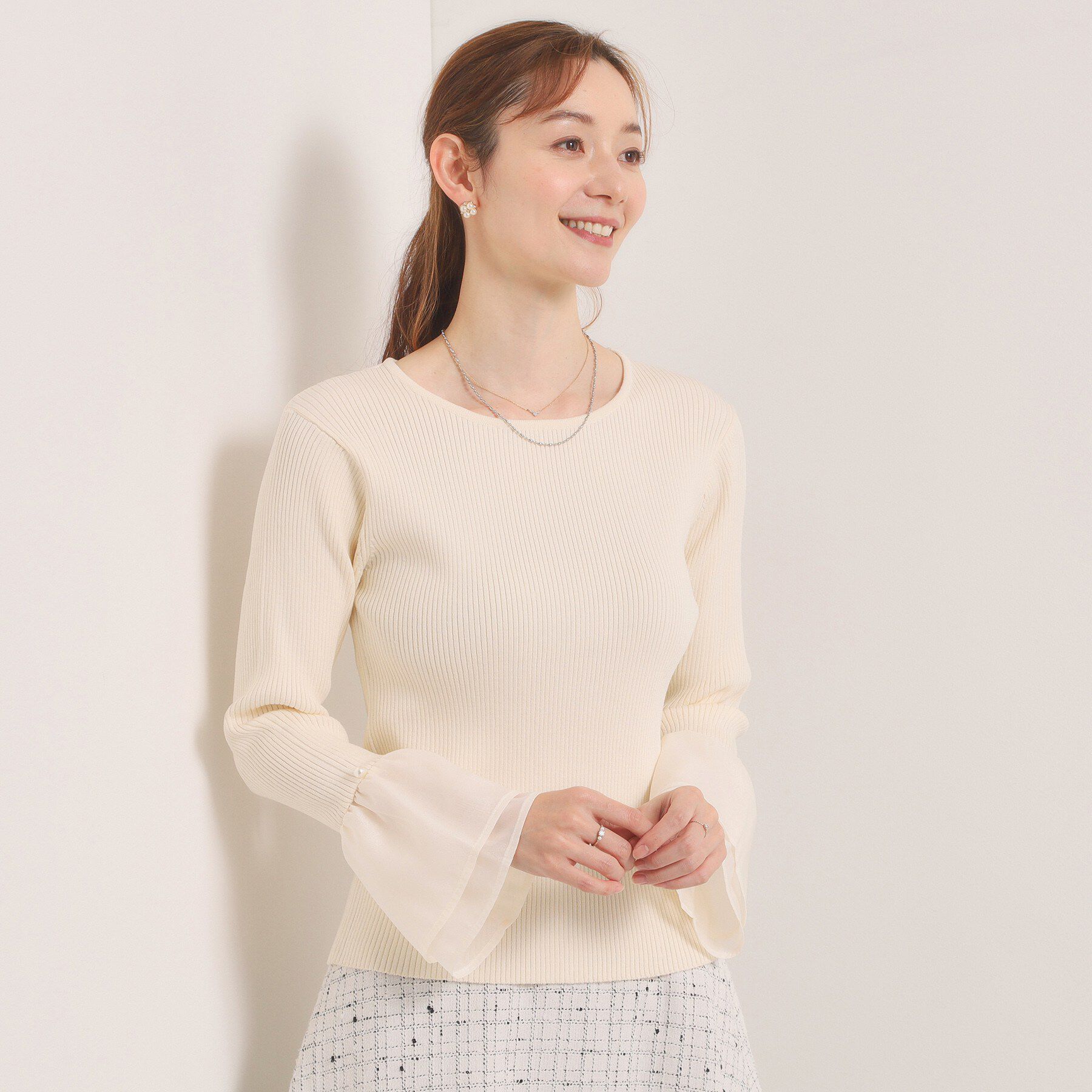 ITS&rsquo;DEMO「【手洗い可】袖口フリルリブニット」|ニット・セーター|