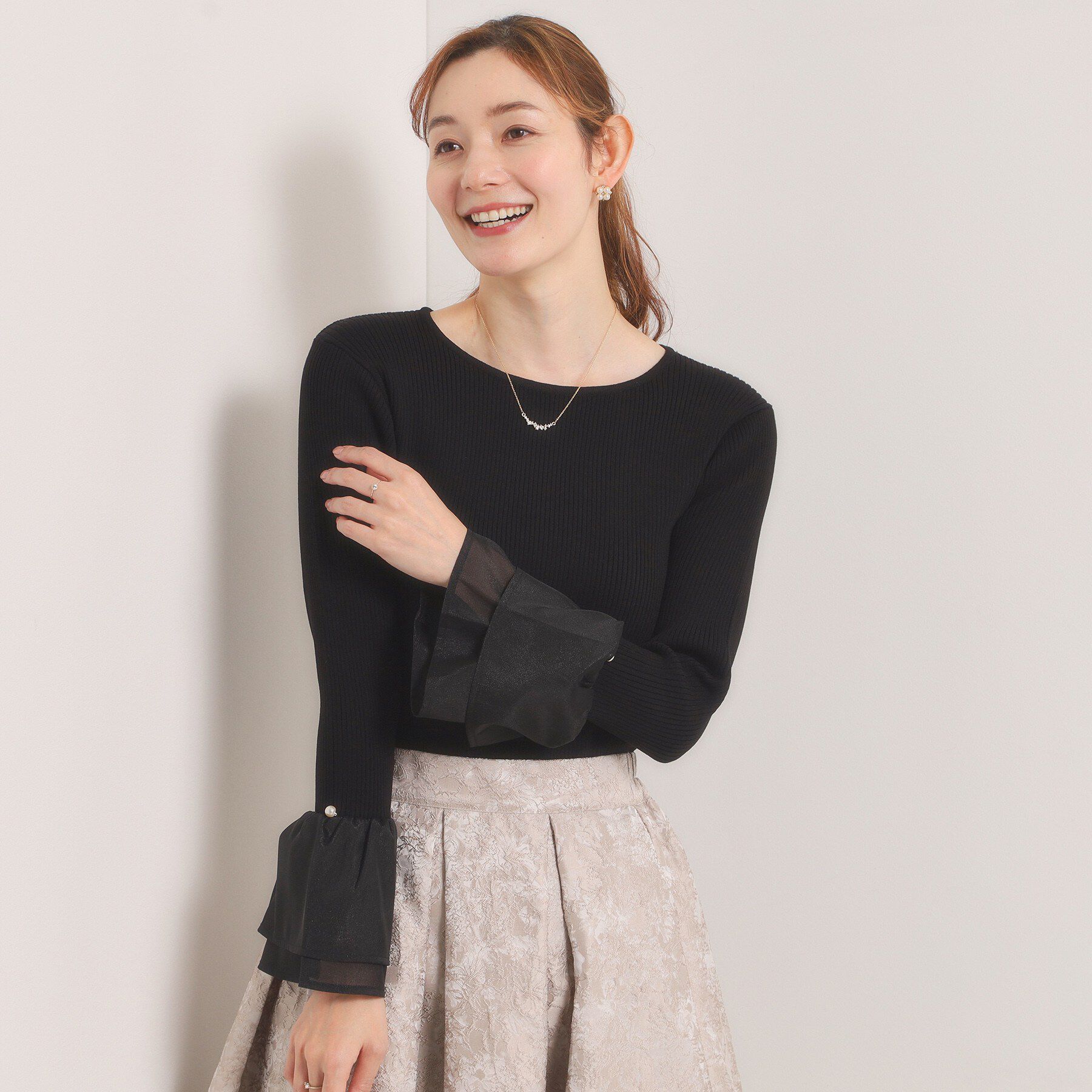 ITS&rsquo;DEMO「【手洗い可】袖口フリルリブニット」|ニット・セーター|