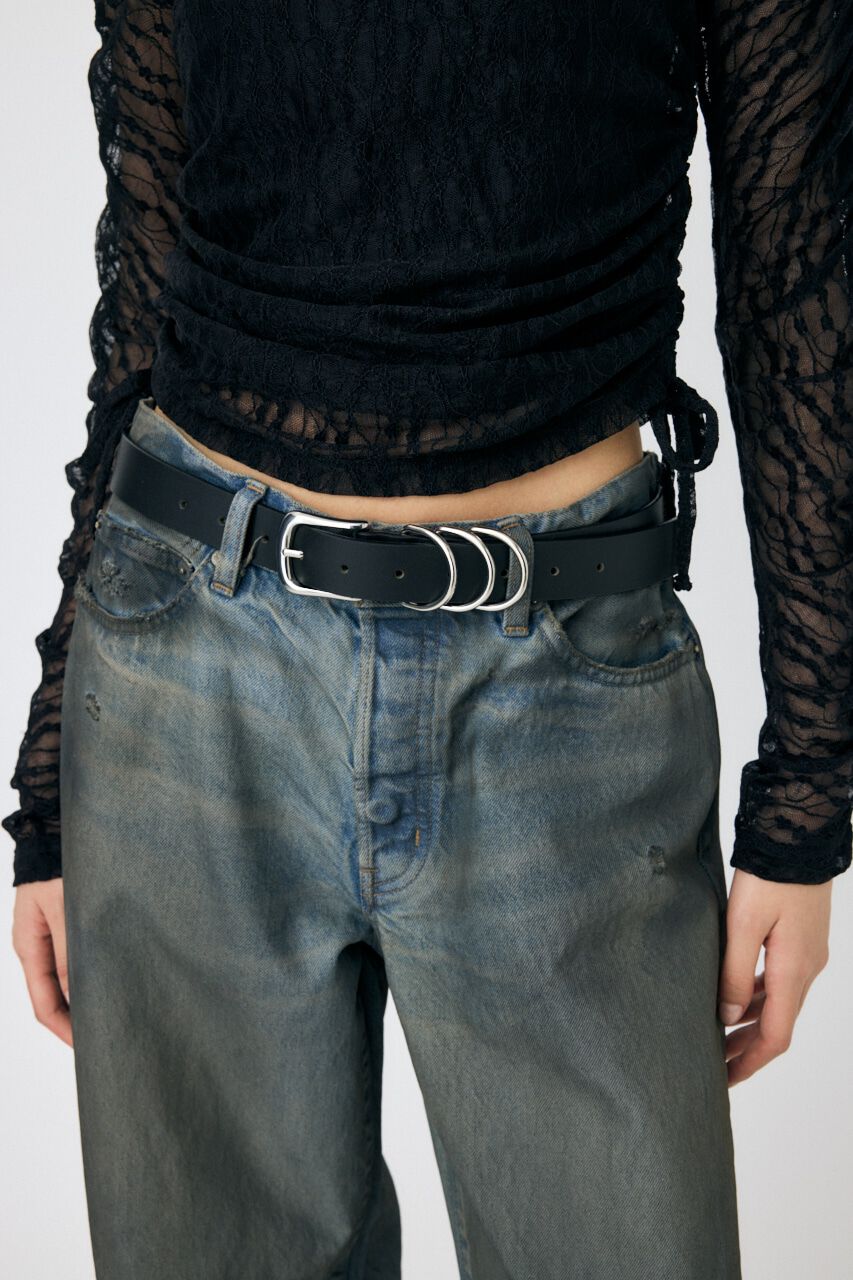 MOUSSY「RING レザーベルト」|ベルト|BLK