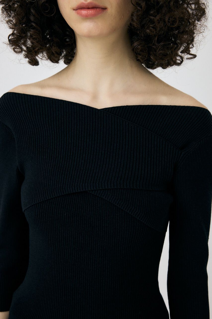 MOUSSY「CROSS OFF SHOULDER ニットトップス」|ニット・セーター|