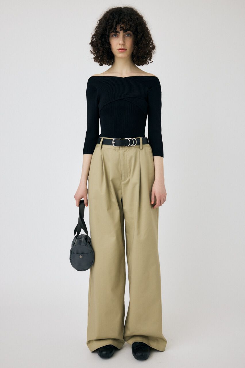 MOUSSY「CROSS OFF SHOULDER ニットトップス」|ニット・セーター|