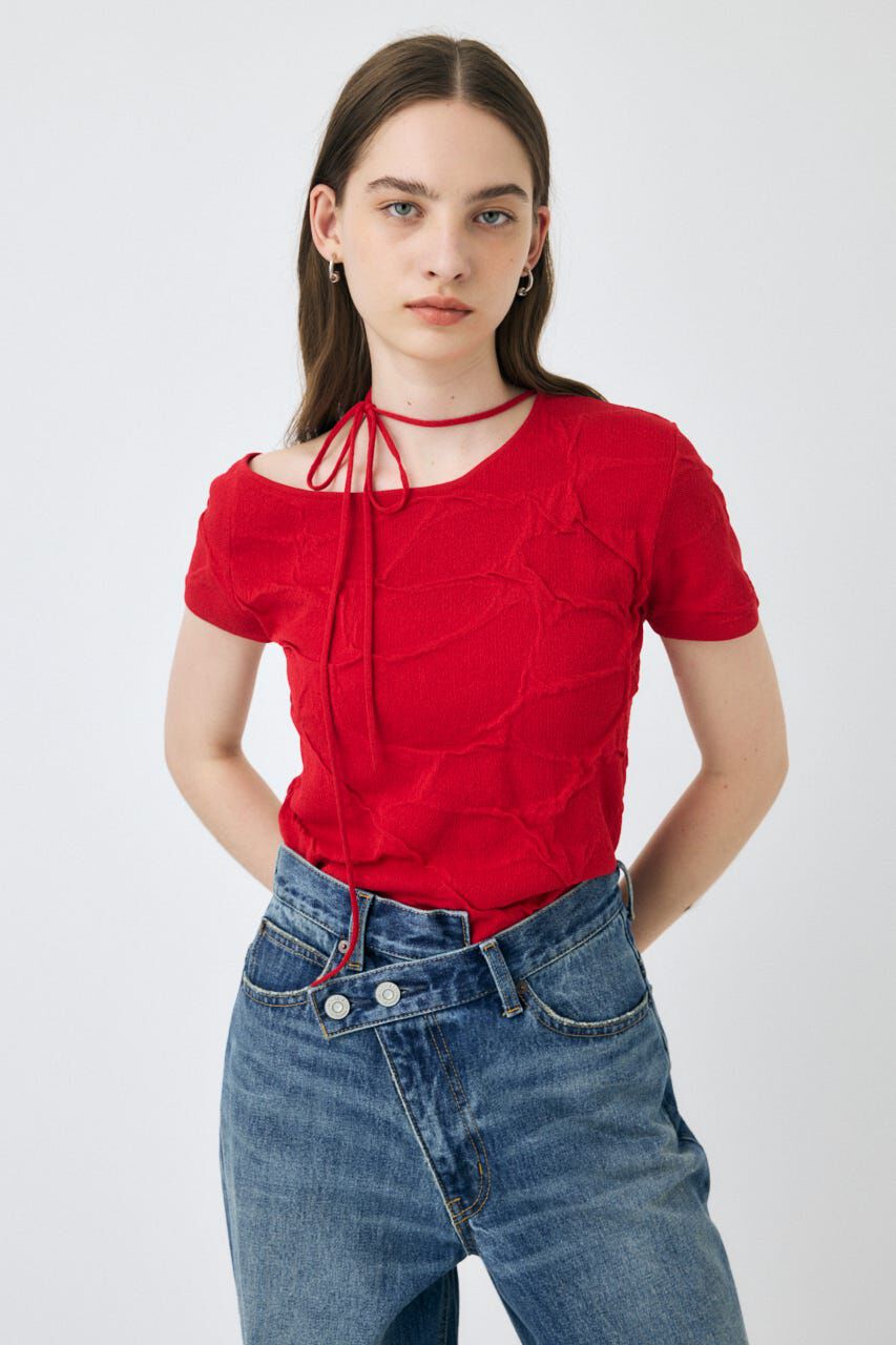 MOUSSY「NECK STRAP ジャガード TEE」|ニット・セーター|