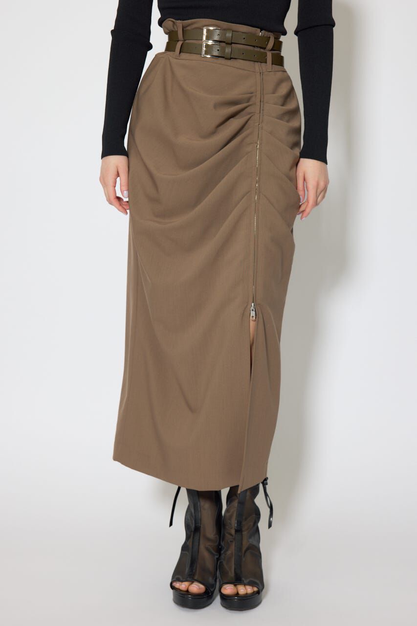 rienda「ダブルウエストデザインロングスカート」|スカート|BRN