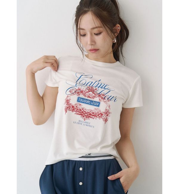 CALNAMUR「オーナメントモチーフプリントTシャツ」|Tシャツ・カットソー|