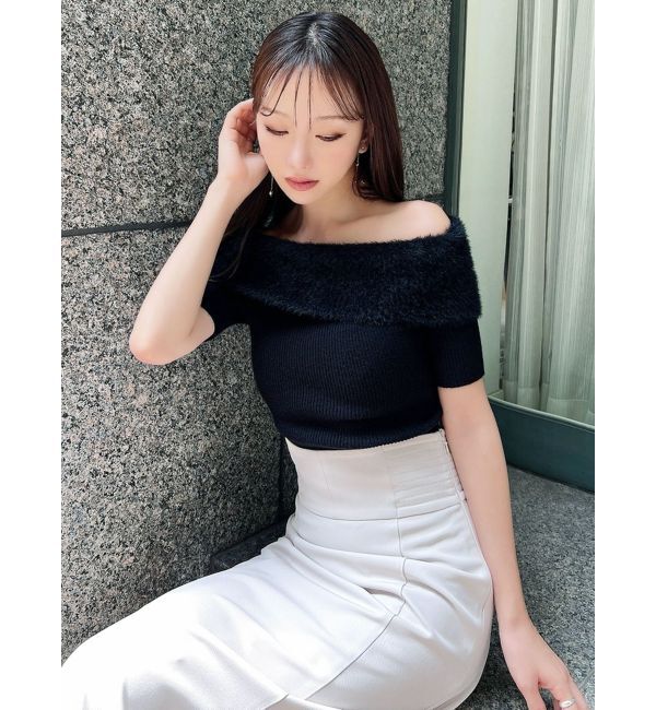 RESEXXY「シャギーコンビオフショルニットトップス」|ニット・セーター|