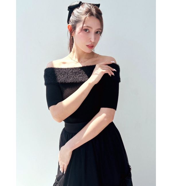 RESEXXY「シャギーコンビオフショルニットトップス」|ニット・セーター|