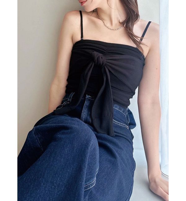 RESEXXY「スリーブツイストベアニット」|キャミソール|ブラック