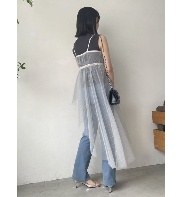 dazzlin「チュール刺繍アシメロングキャミ」|シャツ・ブラウス|