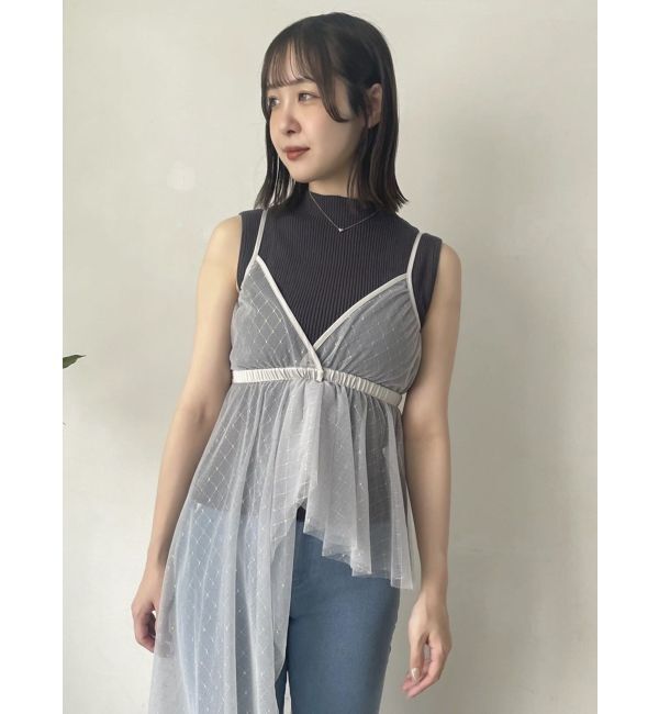 dazzlin「チュール刺繍アシメロングキャミ」|シャツ・ブラウス|