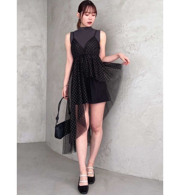 dazzlin「チュール刺繍アシメロングキャミ」|シャツ・ブラウス|