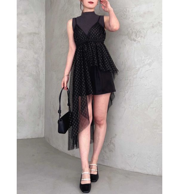 dazzlin「チュール刺繍アシメロングキャミ」|シャツ・ブラウス|