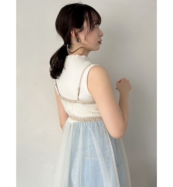 dazzlin「チュール刺繍アシメロングキャミ」|シャツ・ブラウス|