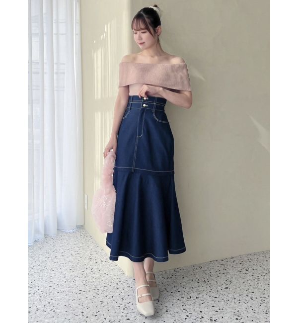 dazzlin「クロップドオフショルニットプルオーバー」|ニット・セーター|