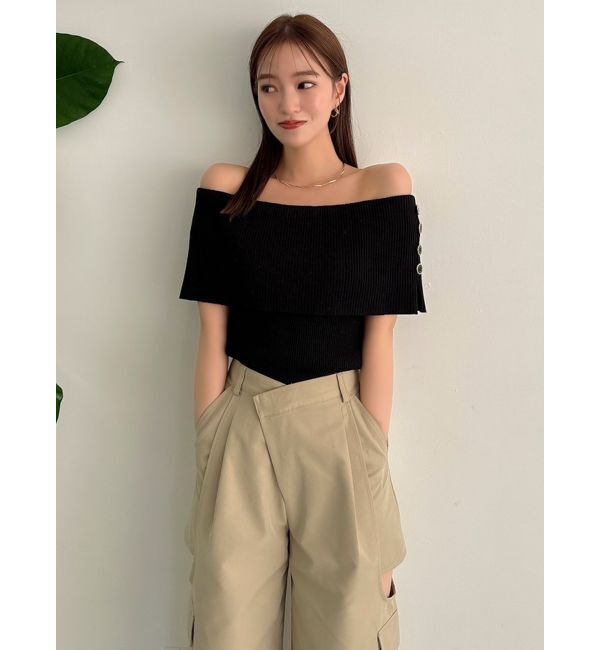 dazzlin「クロップドオフショルニットプルオーバー」|ニット・セーター|ブラック